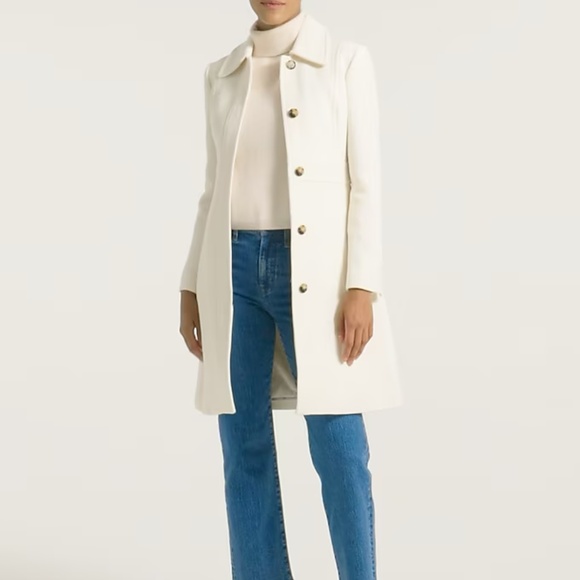 J Crew $398 Lady Day Italian Wool Coat Vintage White size 12P - Picture 1 of 10